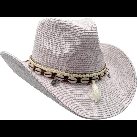 Western Straw Cowboy Hat for Women Beach Sun Hat for Men Wide Brim Fedora